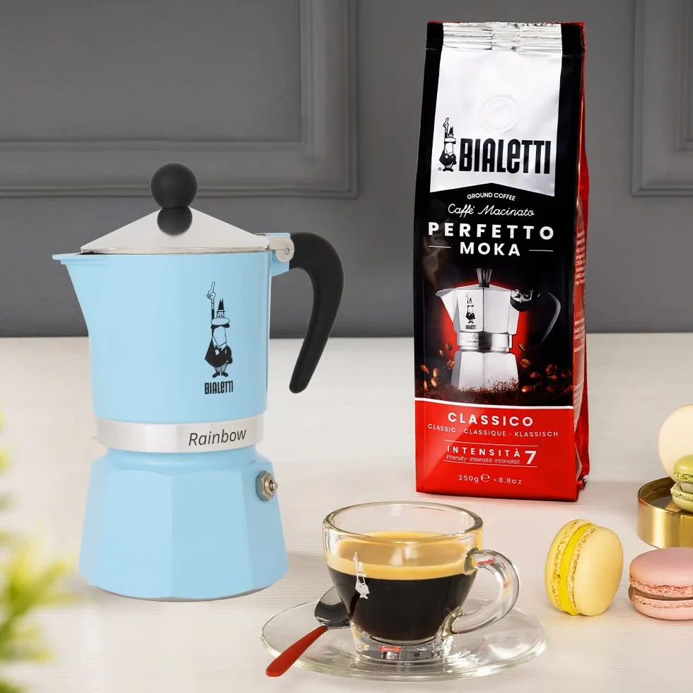 Bialetti Tęczowy dzbanek do kawy aluminium niebieski 6 filiżanek 30x20x15 cm