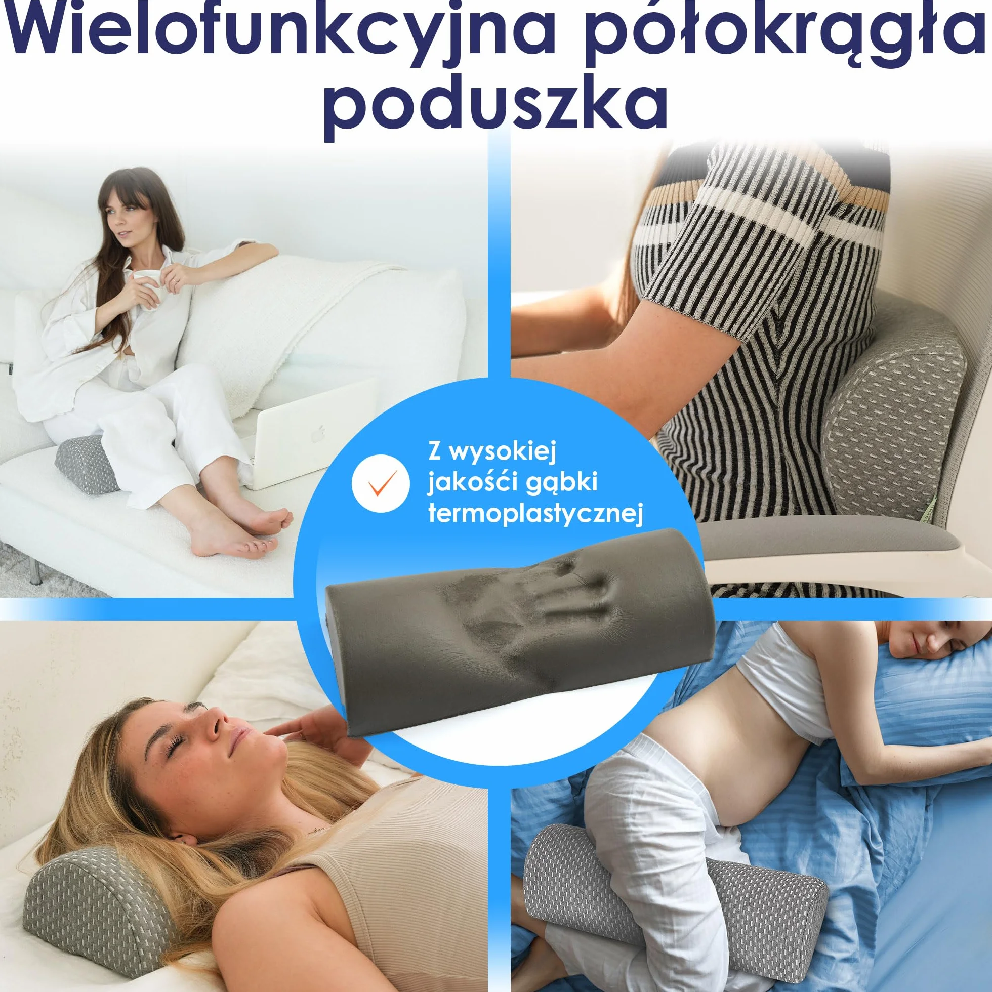 Wygodna poduszka pod kolana dla osób śpiących na boku, w ciąży - Średnio twarda wykonana z pianki z pamięcią kształtu i miękkiego pokrowca OEKO-TEX, poduszka lędźwiowa DYNMC YOU - Szara