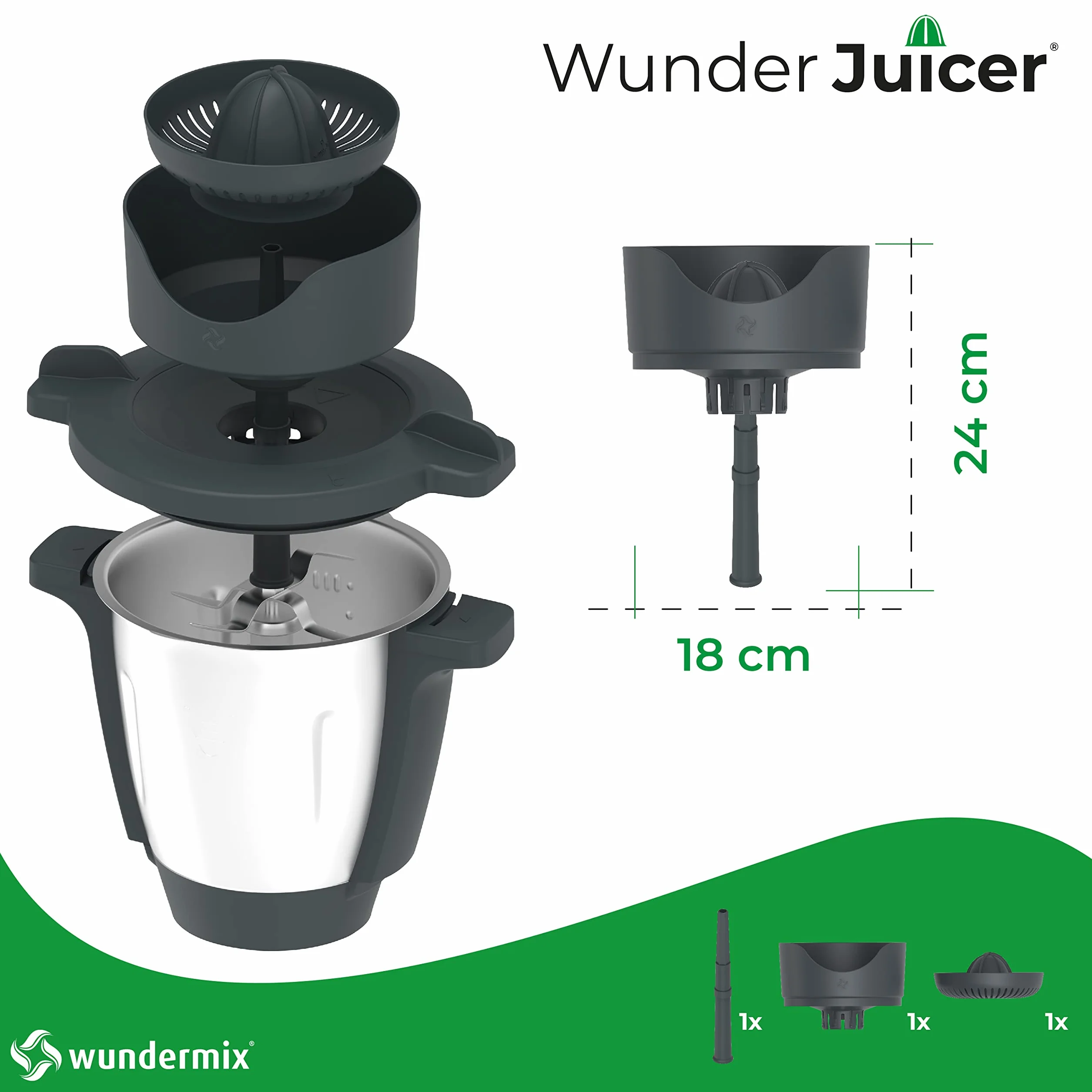 Wundermix WunderJuicer® wyciskarka do soków Monsieur Cuisine Connect, Trend, Smart – wyciskarka do cytrusów i sokowirówka