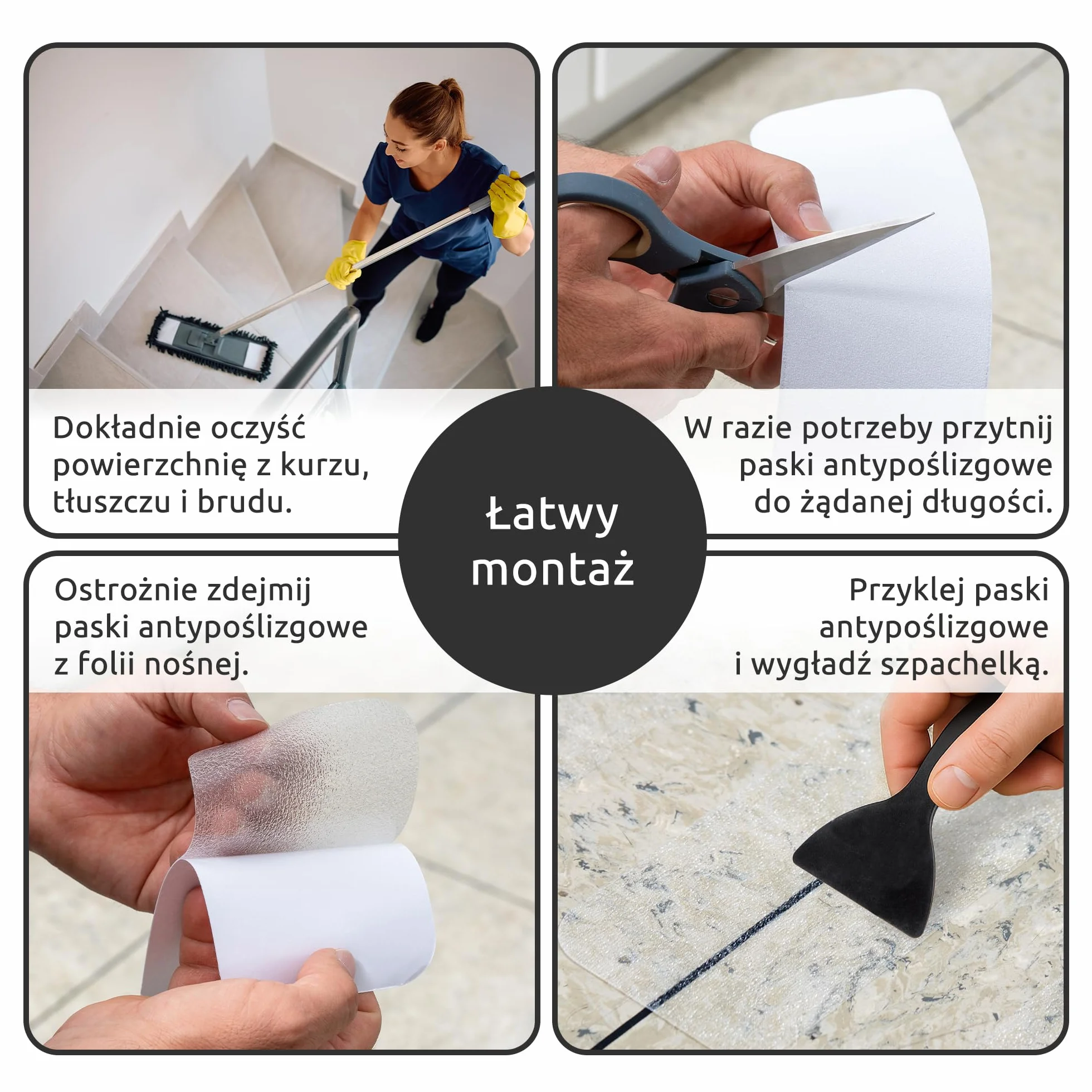 ECENCE 16x Antypoślizgowe Stopnie Schodów Samoprzylepne Maty do Schodów Transparentne Stopnie Schodów dla Ochrony Schodów Zapobiega Poślizgnięciom 60cm/23,6inch