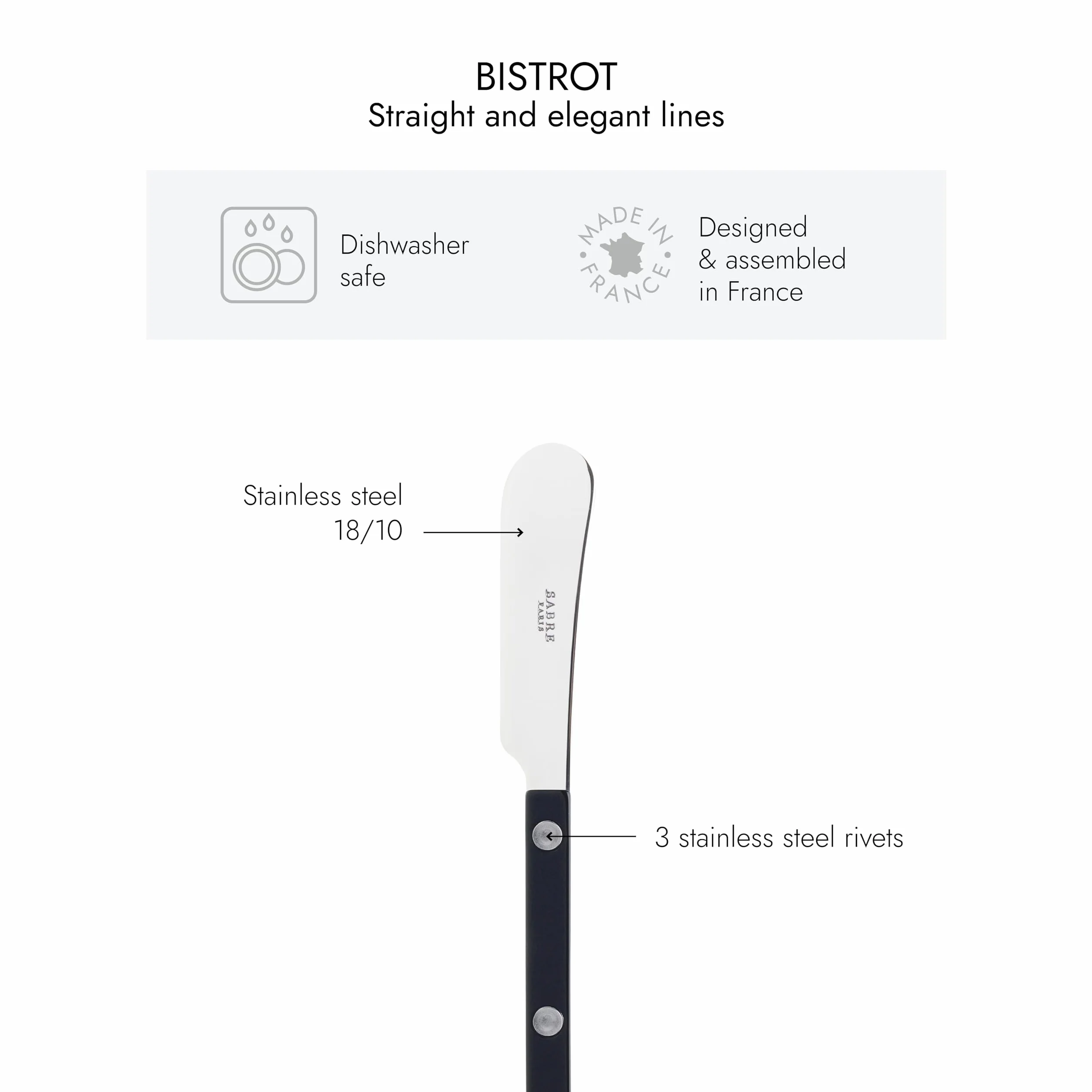 SABRE PARIS | Zestaw 2 noży SPEADER BISTROT (czarne)