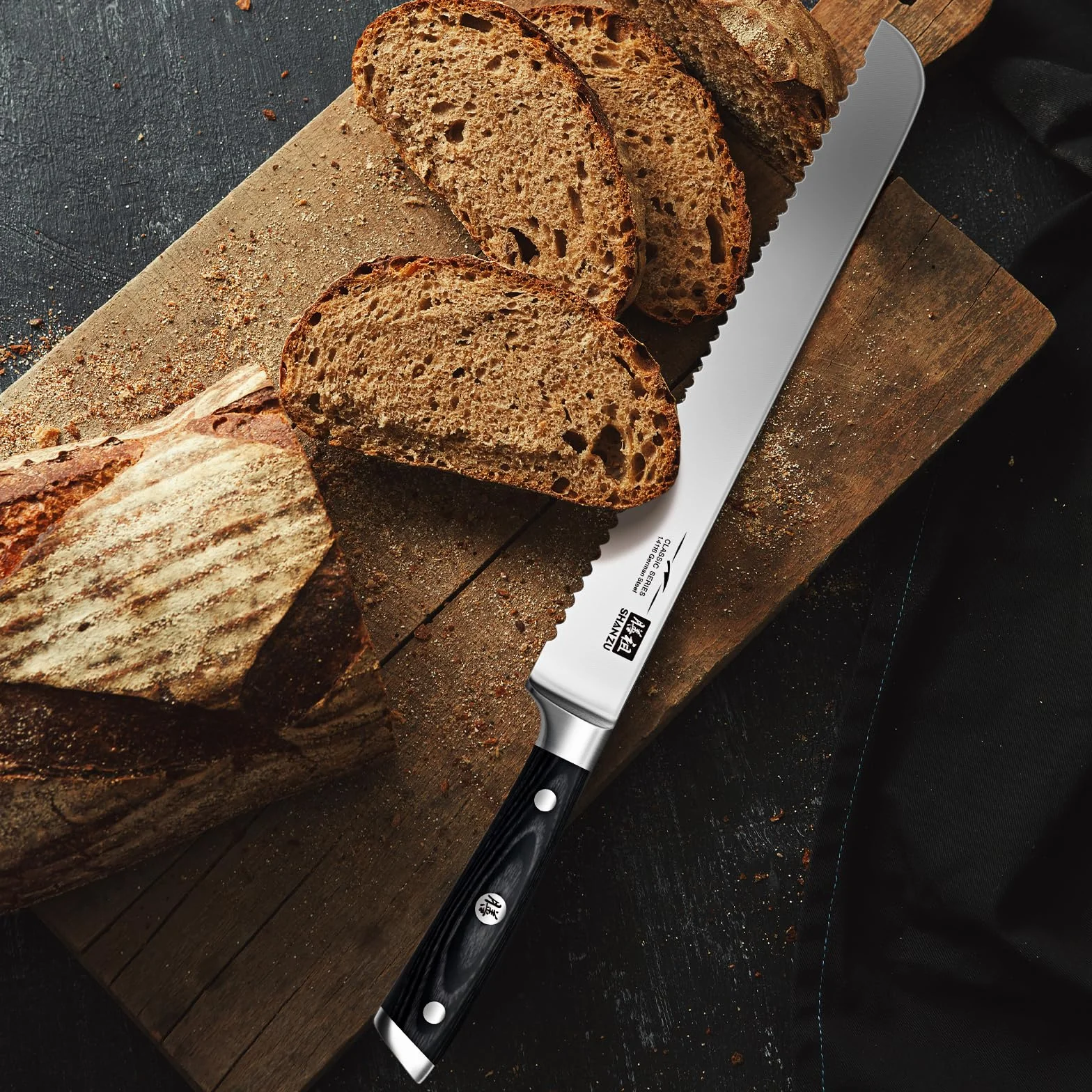 Nóż do chleba SHAN ZU ząbkowany nóż kuchenny stal nierdzewna 20 cm - seria CLASSIC