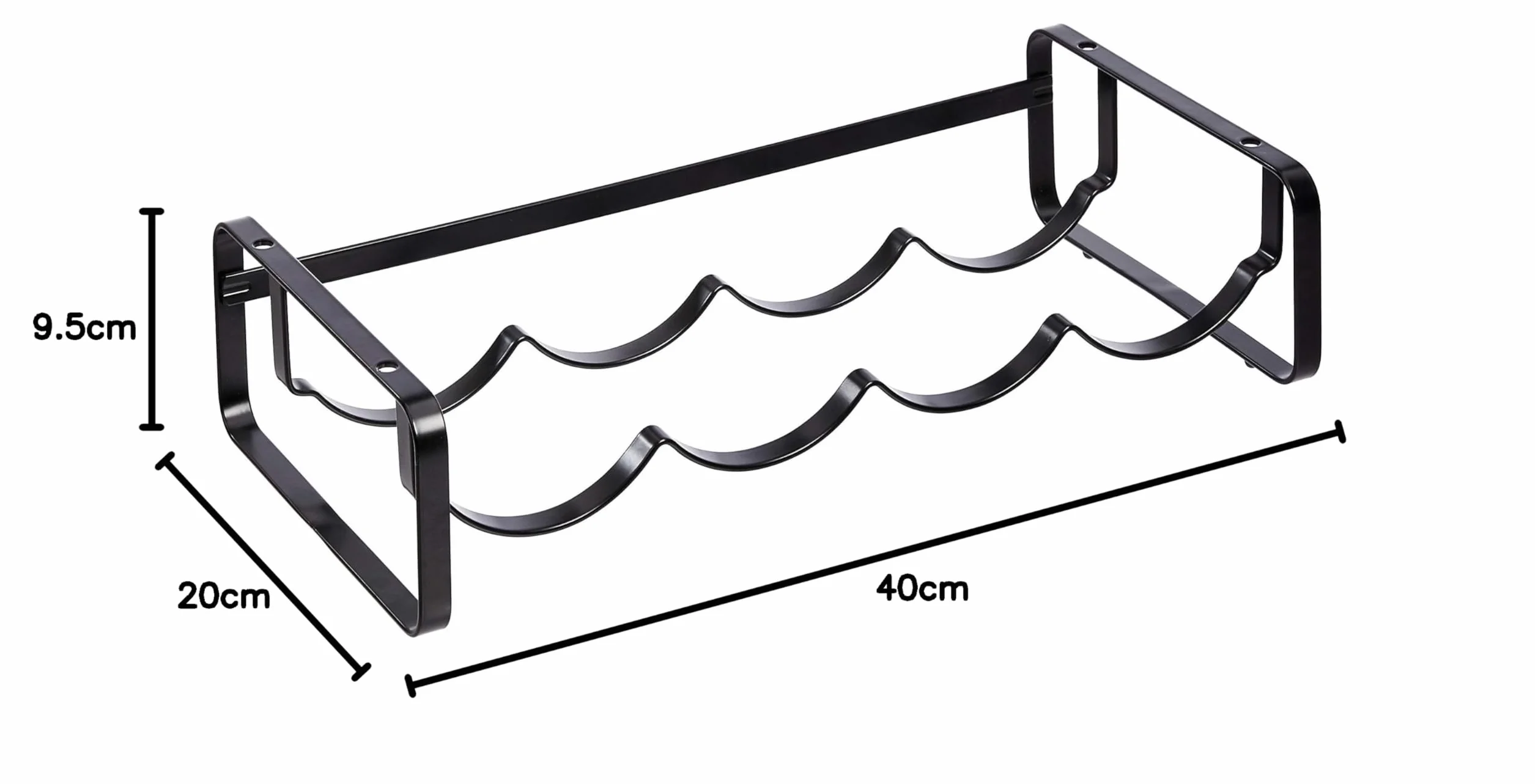 Amazon Basics stojak na wino sztaplowany półka stołowa czarny 40 x 9,5 x 20 cm