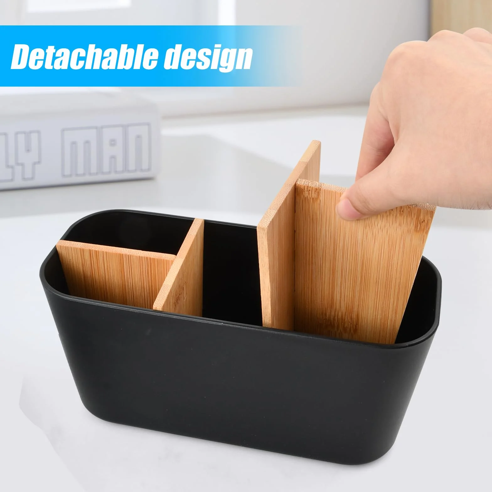 Plastikowy uchwyt na szczoteczki do zębów, organizer z 5 przegródkami, wyjmowane separatory do łazienki lub biura, 21 x 9 x 10 cm - praktyczny i trwały (bbiały)
