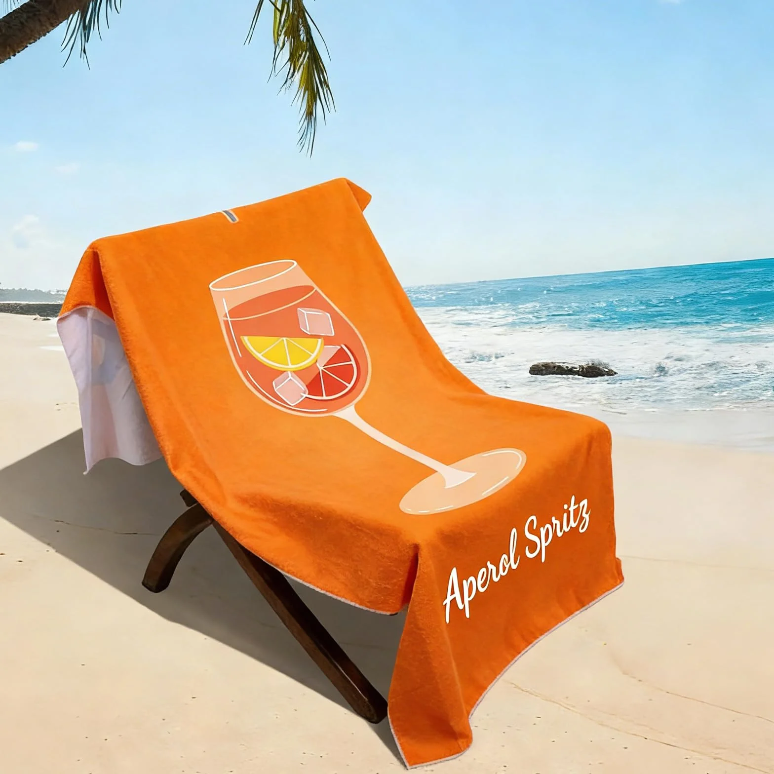 MplehDa Aperol Ręcznik plażowy, 70 x 140 cm, ręcznik plażowy, szybkoschnący, pomysł na prezent na plażę, do studia fitness, podróży