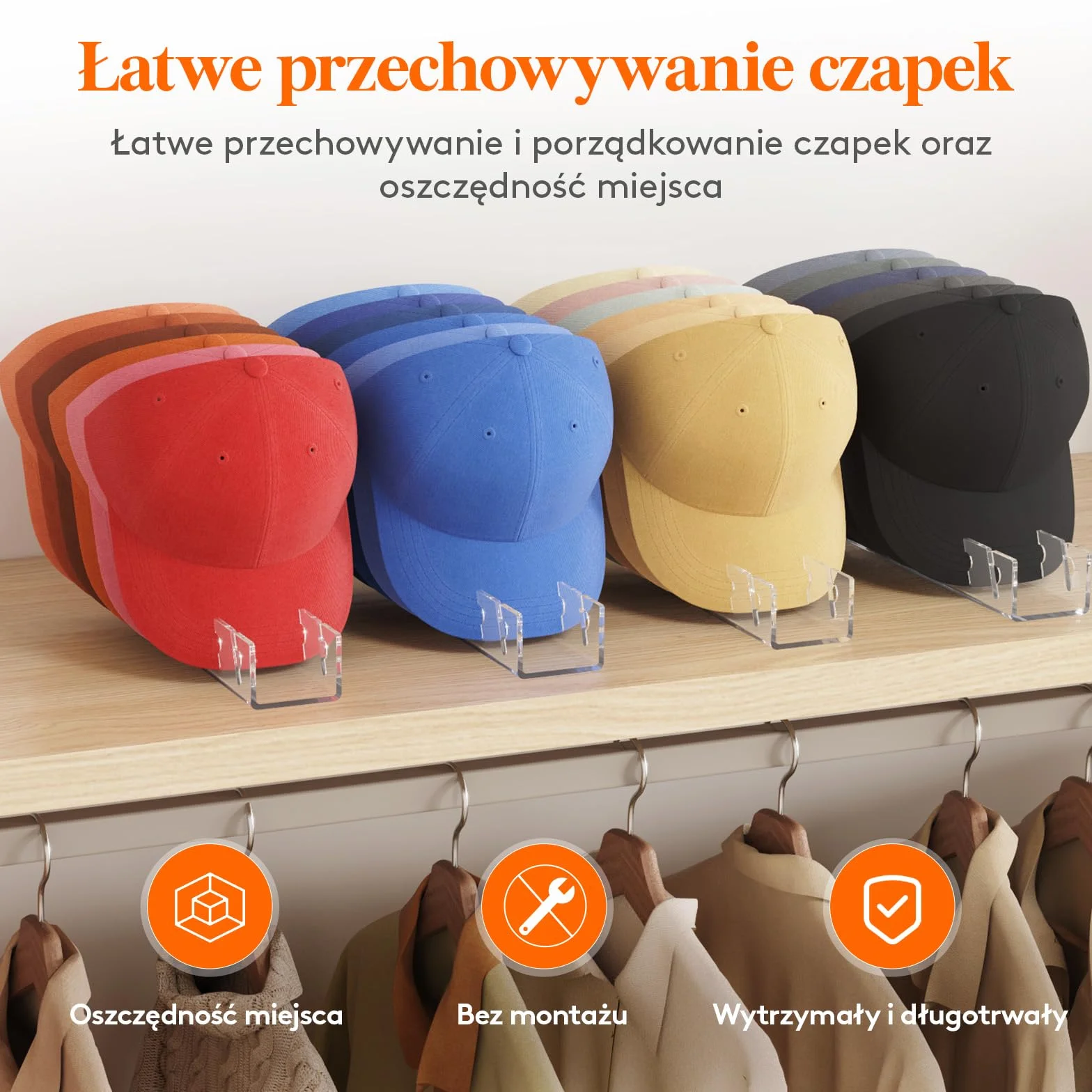 Lifewit Kapelusz Organizer dla Czapek Baseballowych 2 Pack, Nie Instaluj Akrylowy Kapelusz Stojak na Czapki 14, Kowbojski Kapelusz Stojak do Przechowywania na Szafę/Sypialnię/Garderobę, Przejrzysty