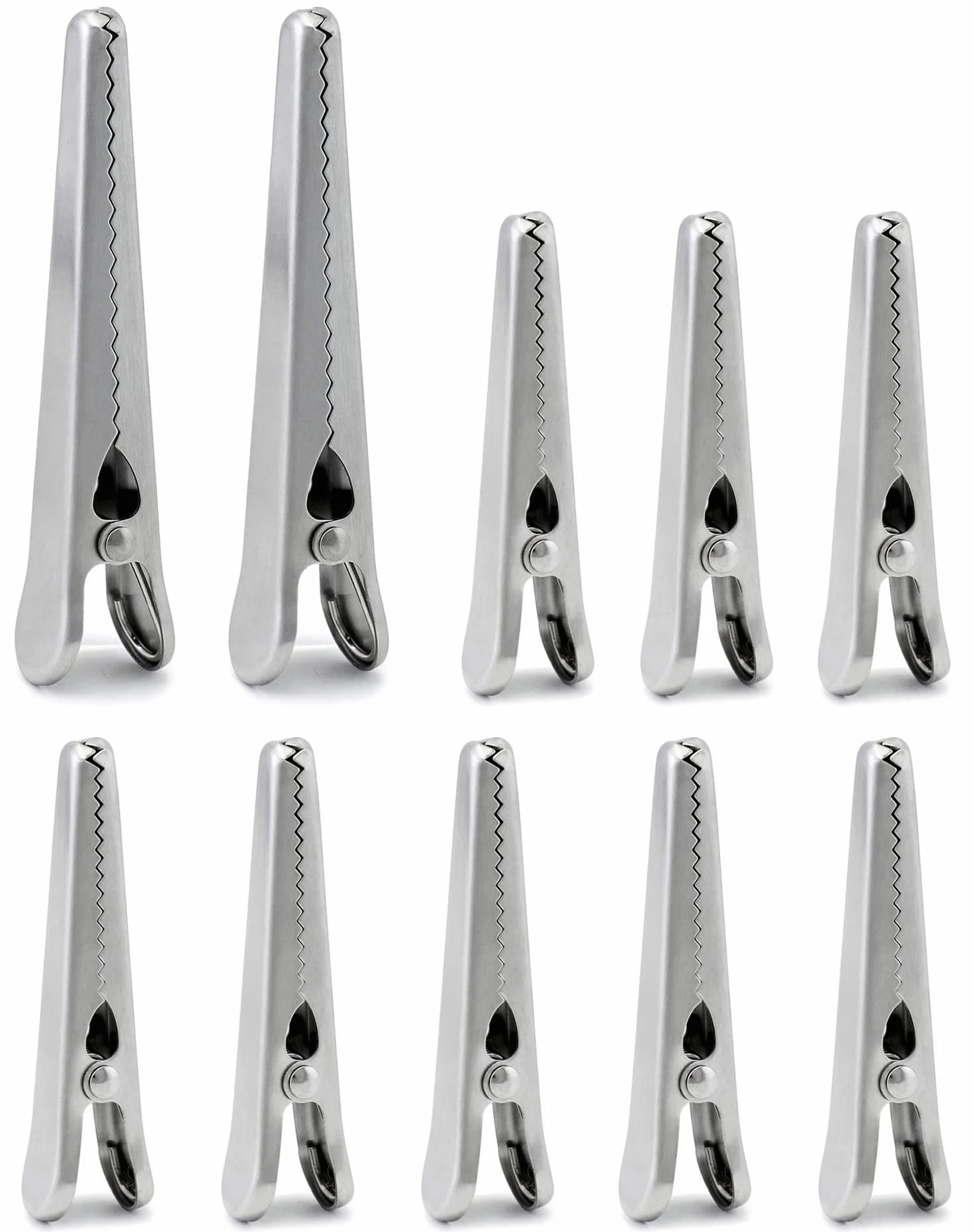 QWORK® Zestaw 10 klipsów uszczelniających ze stali nierdzewnej, klipsów uszczelniających 8 cm i 11,5 cm Klipsy do torebek Krokodylki do kuchni i domu