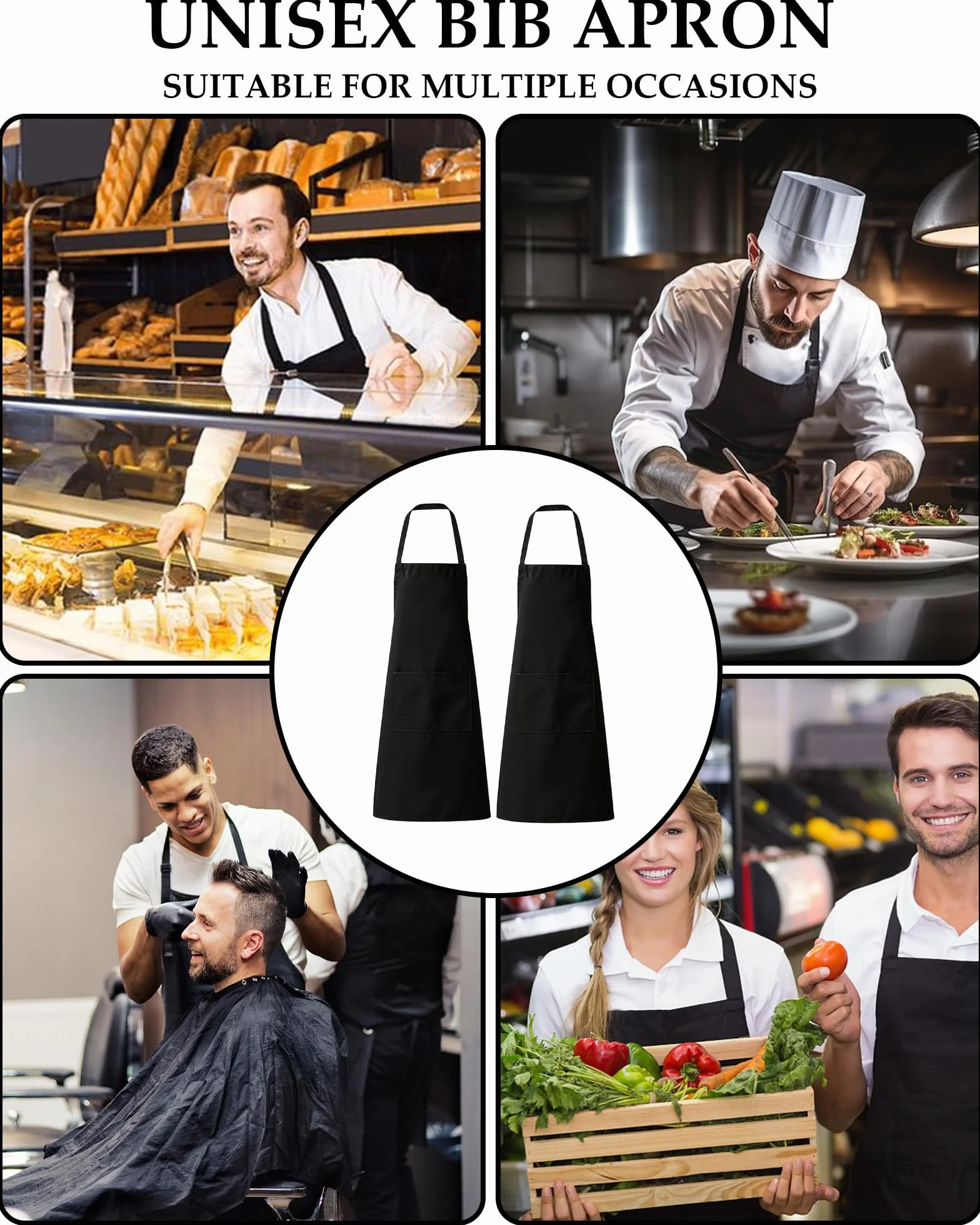 Fartuch dla kobiet i mężczyzn, prosty fartuch bawełniany z kieszeniami do gotowania, kuchni, domu, restauracji, kawiarni, gotowania, pieczenia, prac ogrodowych