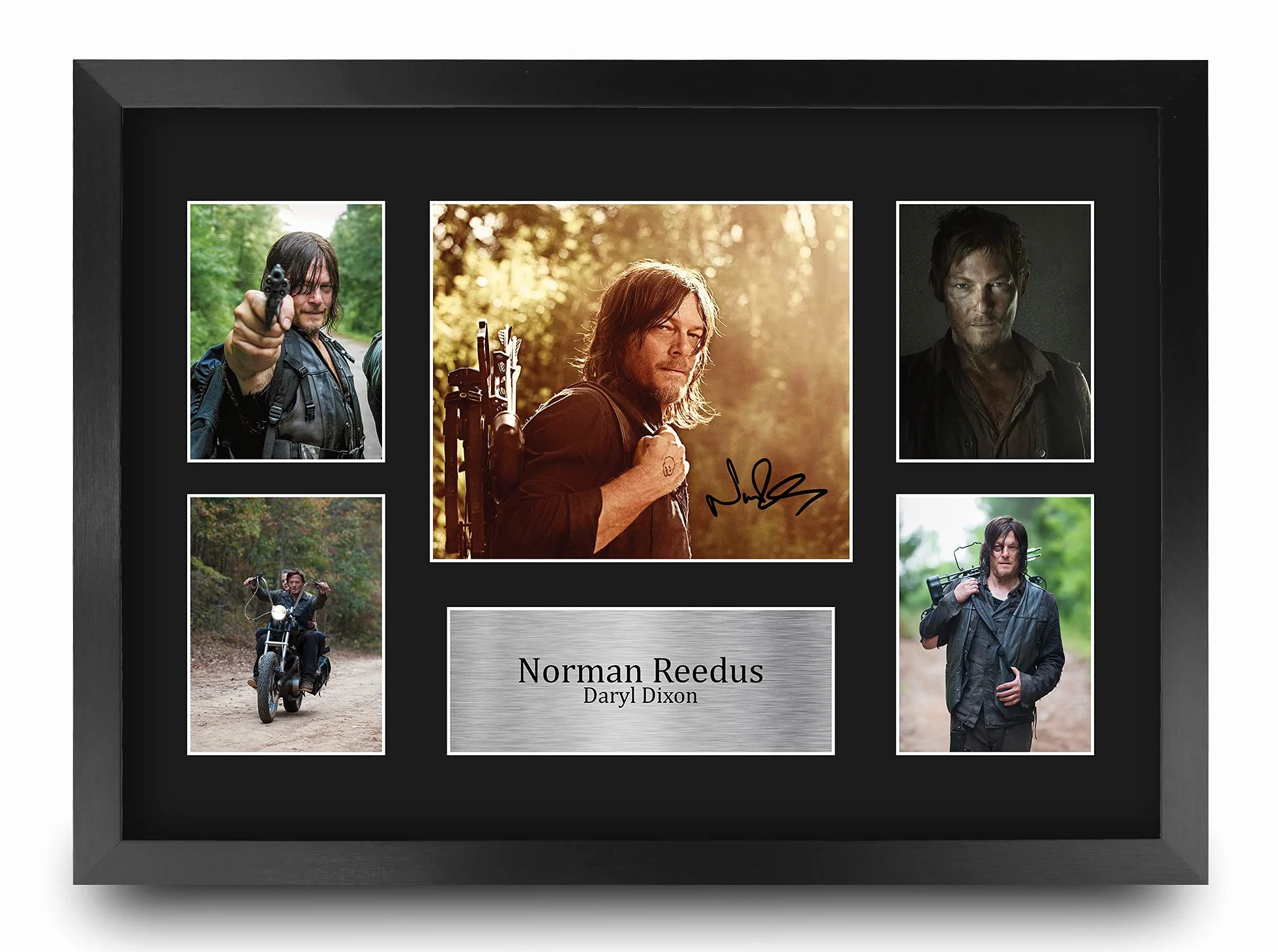 HWC Trading FR A3 Norman Reedus Walking Dead Daryl Prezenty Drukowane Podpisane Zdjęcie Z Autografem Dla Fanów Seriali Telewizyjnych - A3 Framed