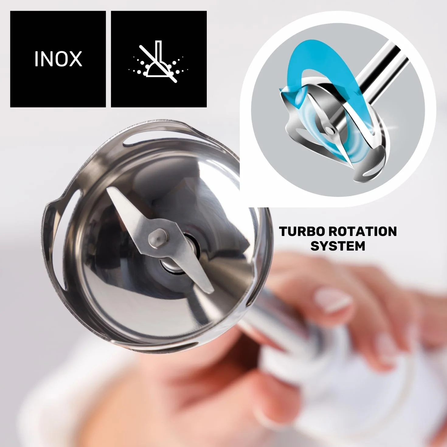 Taurus Robot 600 PLUS INOX zestaw blenderów ręcznych 600 W 20 stopni prędkości biały
