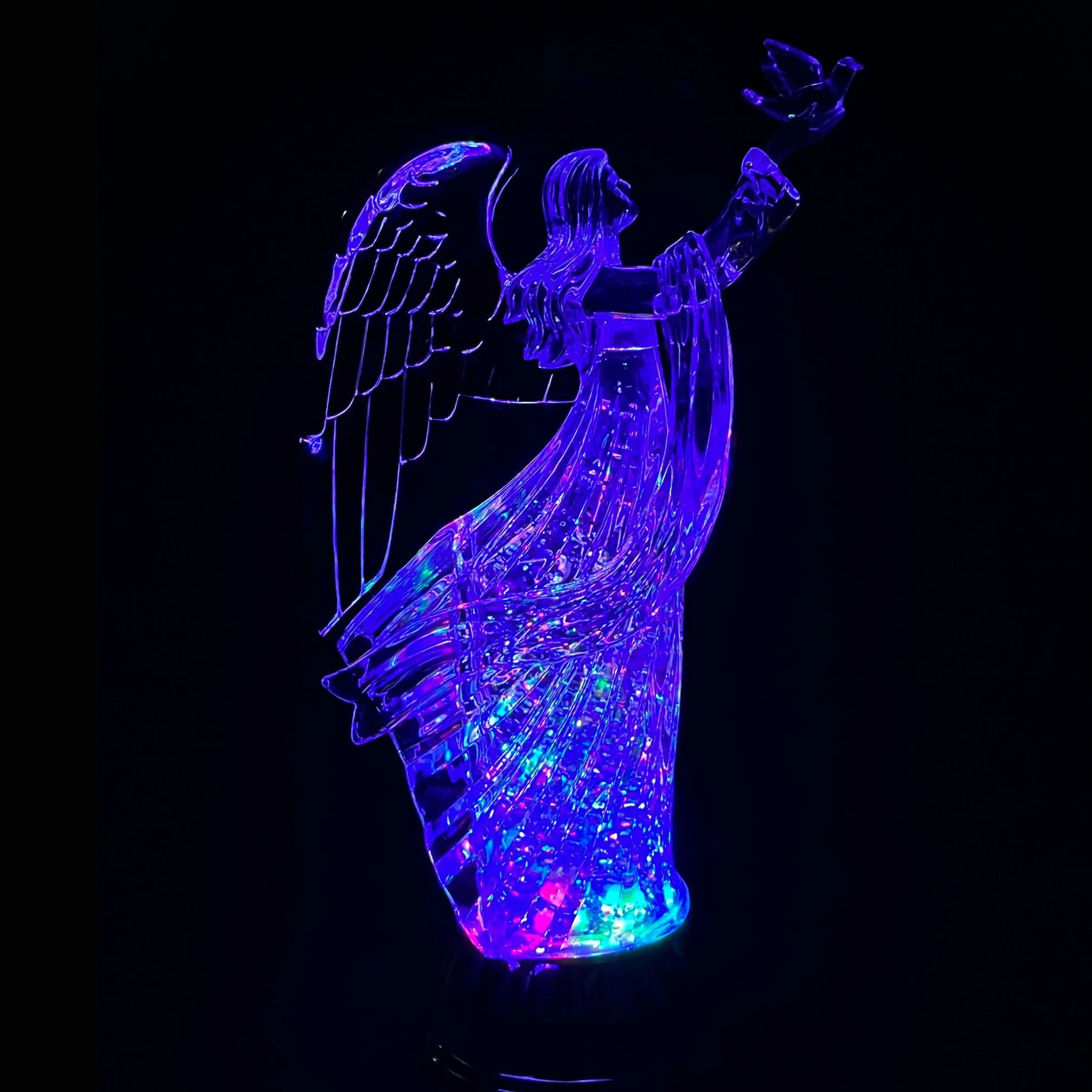 SHATCHI 30 cm LED świecąca figurka anioła – na cieście wirujący brokat obracający się na wodzie kula śnieżna - akrylowa ozdoba na stół Boże Narodzenie dekoracje do domu, powierzchnia boczna