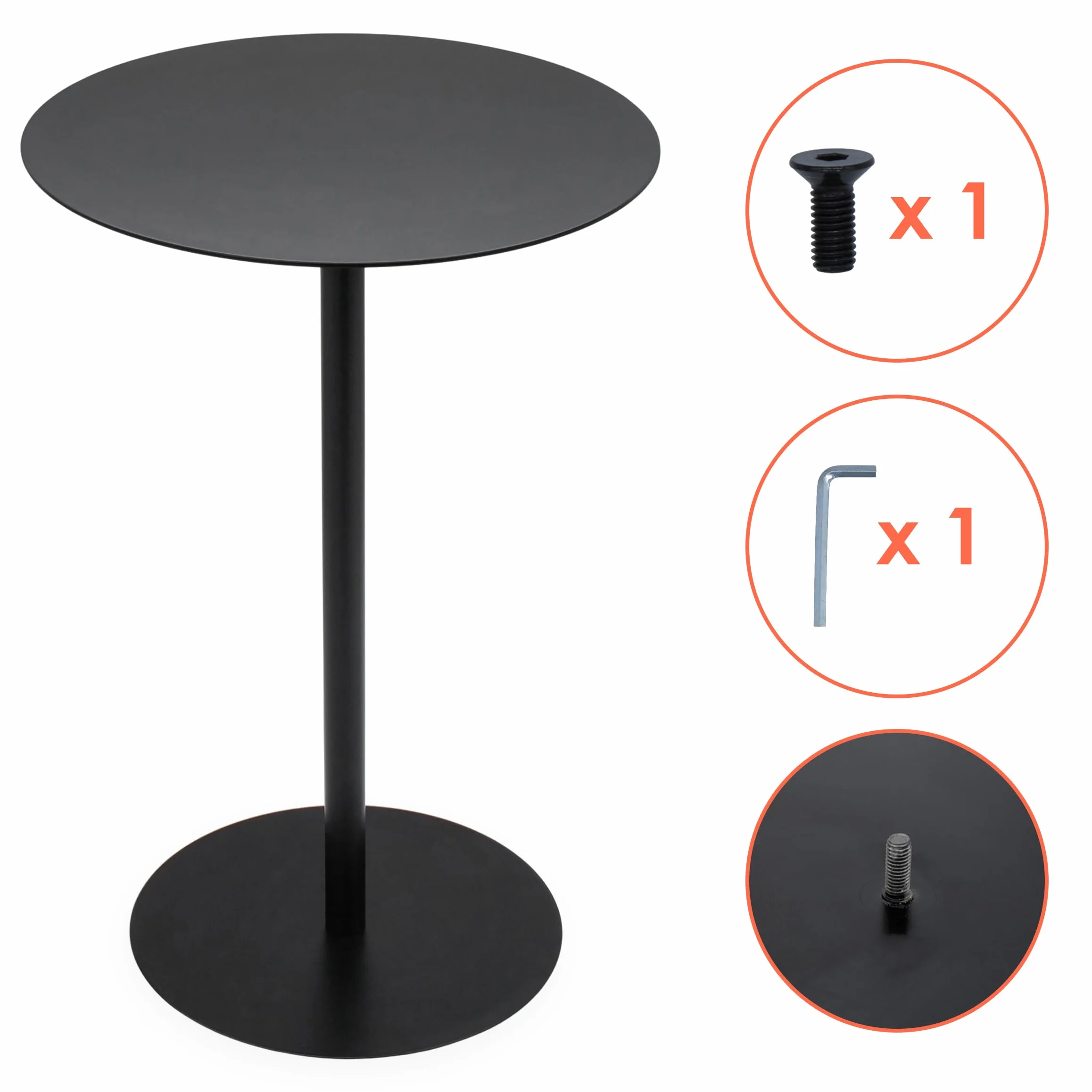 Spetebo Metalowy stolik pomocniczy, okrągły, czarny, matowy, Ø 35 cm, stolik kawowy w stylu bistro – stolik do salonu, dekoracyjny stolik na kwiaty, stolik pod telefon, stolik dekoracyjny o wyglądzie