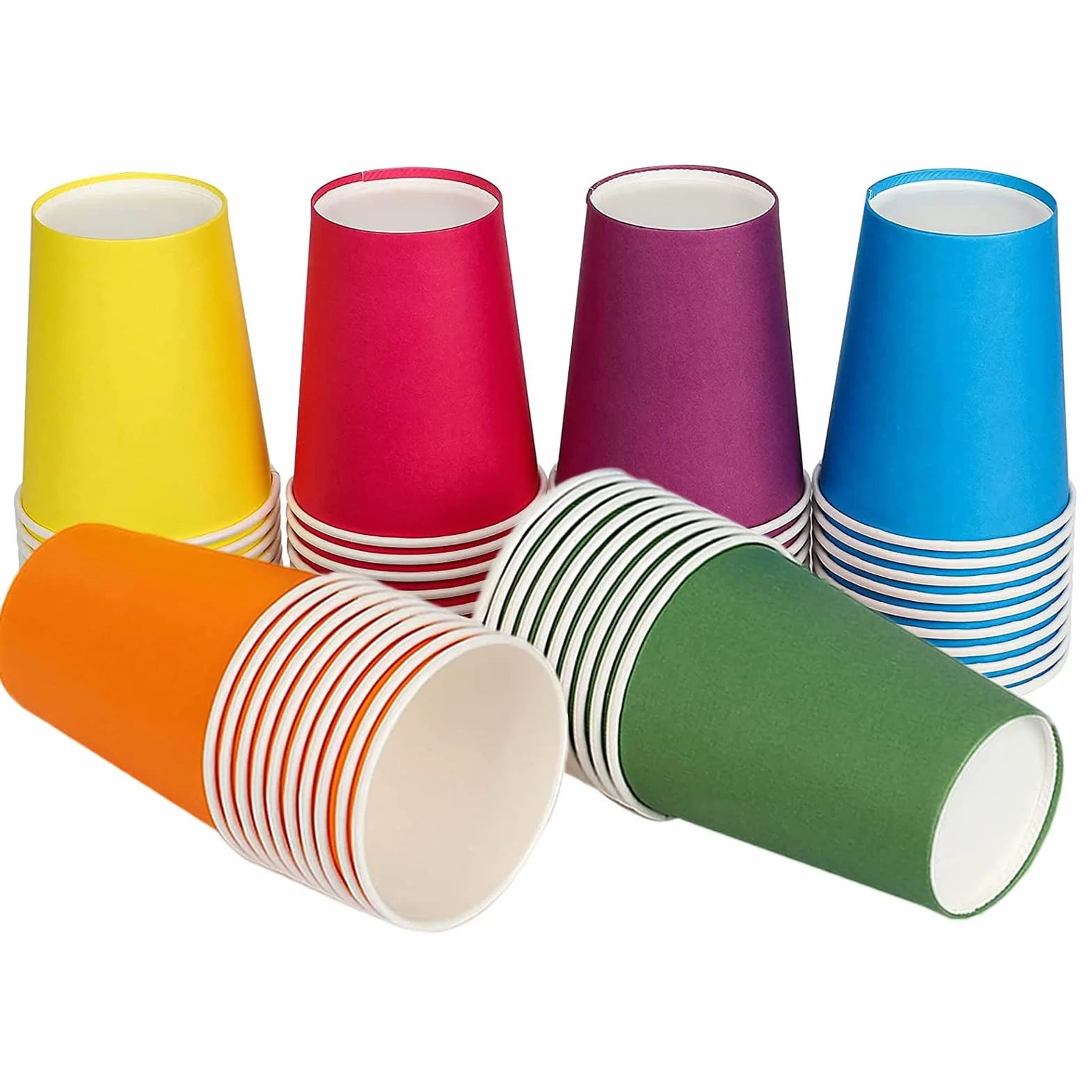 PALUDO 60 Szt Kolorowe Papierowych Kubków 250 ml Jednorazowe Kubki Biodegradowalne