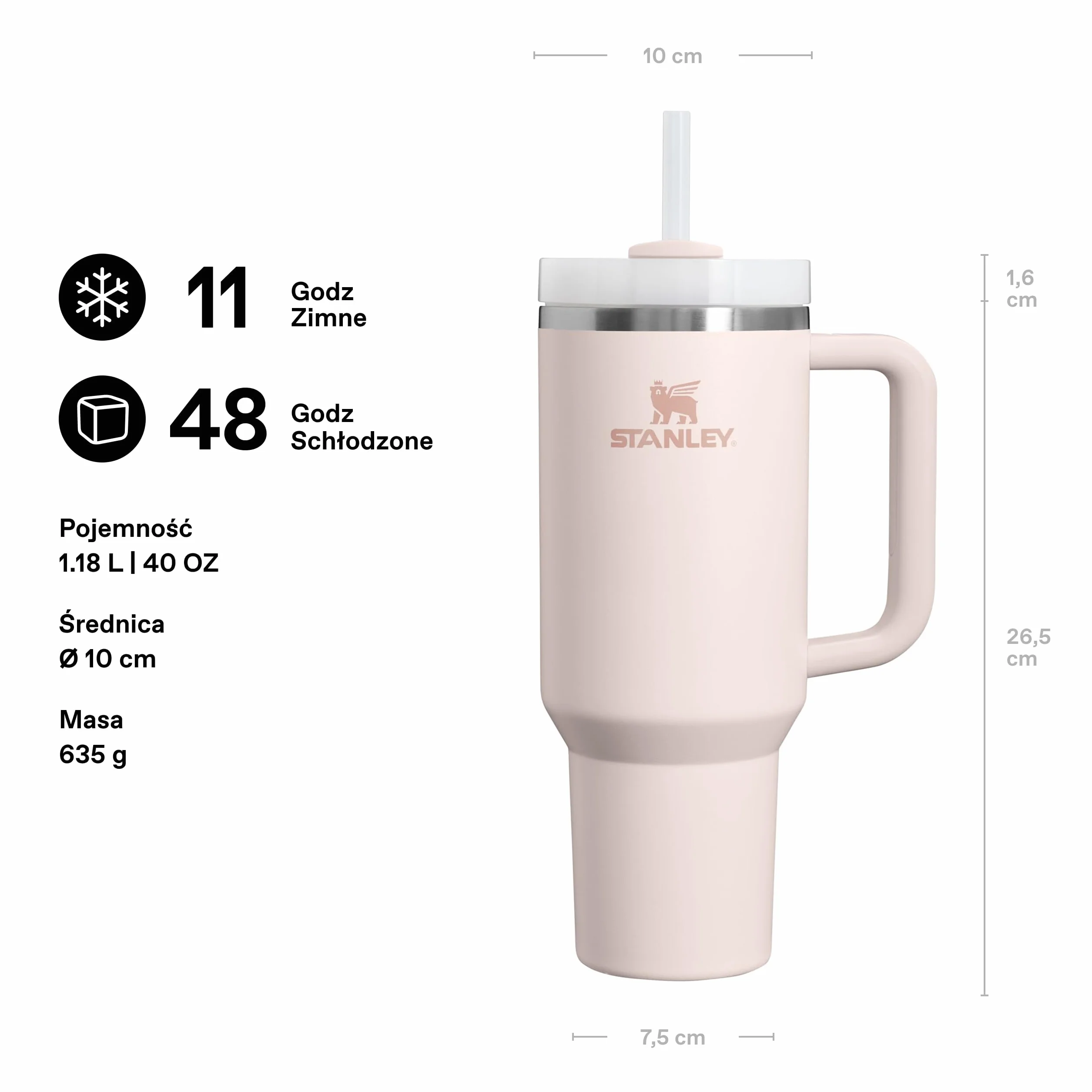 Stanley 1913 Quencher H2.0 FlowState Tumbler Kubek Ze Słomką Uchwytem Pokrywką 40 Godzin