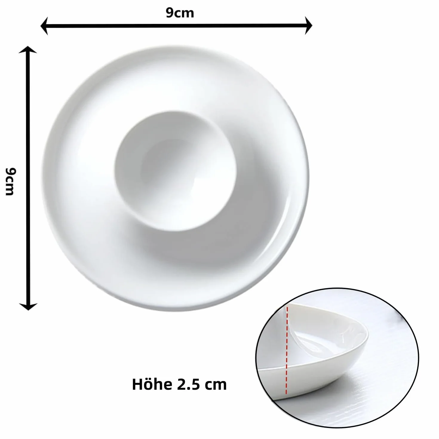 LATRAT 4 ceramiczne kubki do jajek, białe, z półką na jajka, nadają się do kuchni, jadalni (9 x 9 x 2,5)