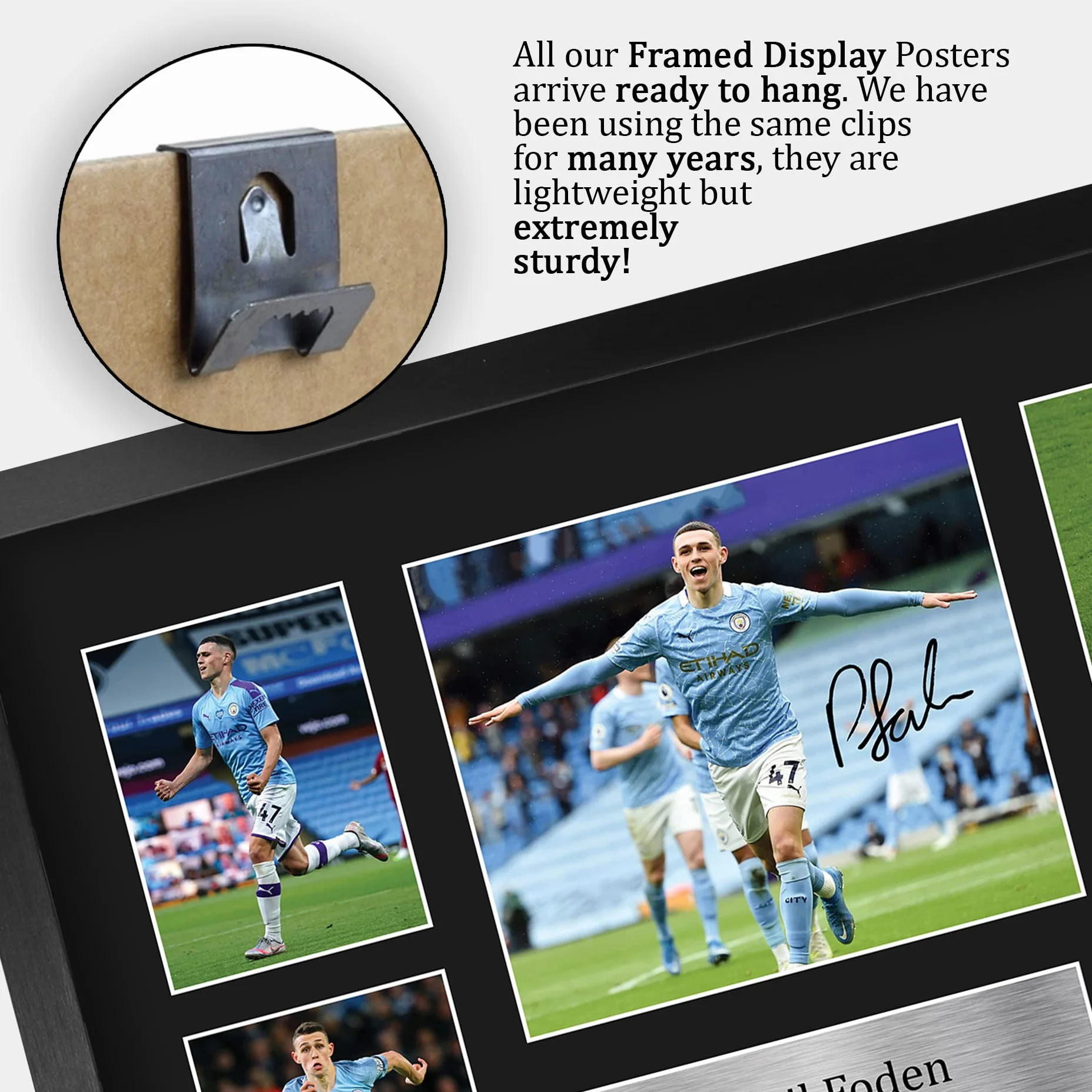 HWC Trading FR A3 Phil Foden Manchester City Prezenty Drukowane Podpisane Zdjęcie Z Autografem Dla Fanów Piłki Nożnej I Kibiców - A3 Framed