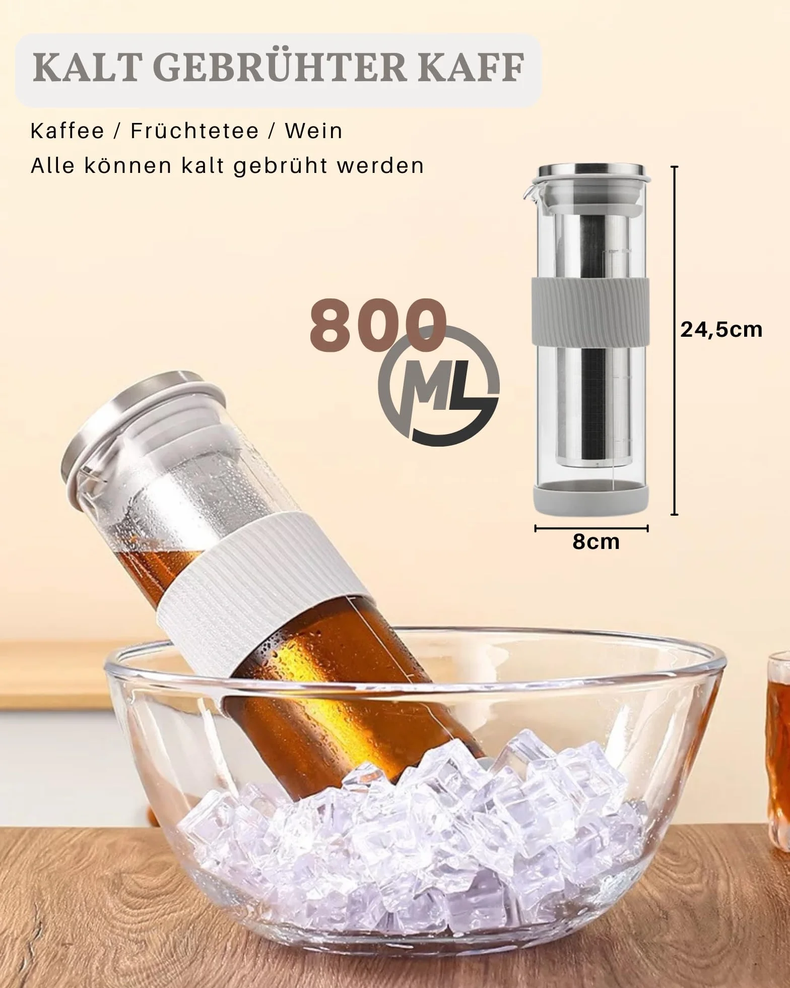 Cold Brew zaparzacz do kawy 800 ml z filtrem ze stali nierdzewnej 304