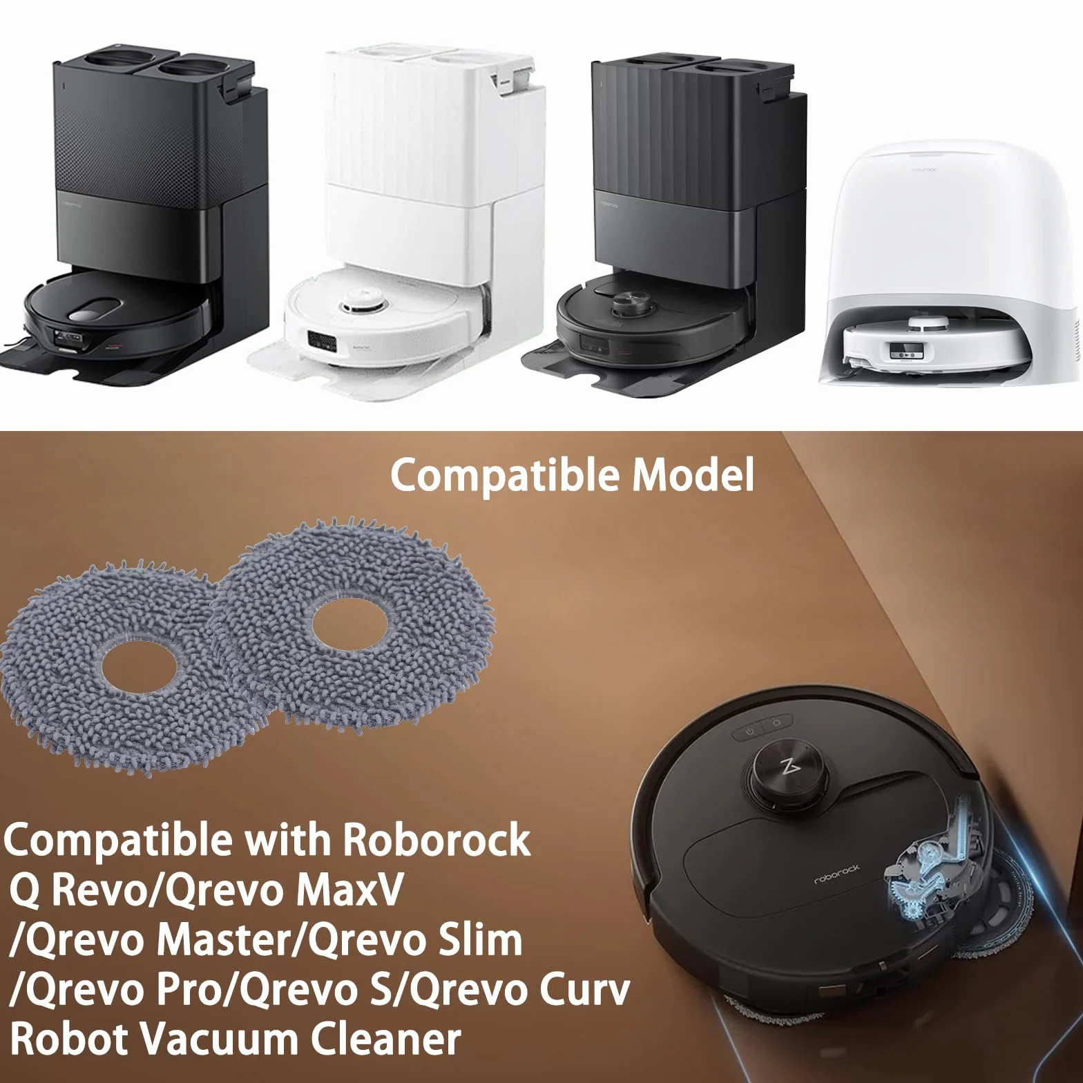 8 szt. ściereczki do mopa do czyszczenia na sucho akcesoria do Roborock Q Revo/Qrevo MaxV/Qrevo Master/Qrevo Slim/Qrevo Pro/Qrevo S/Qrevo Curv/QV 35S odkurzacz robot zamienna część