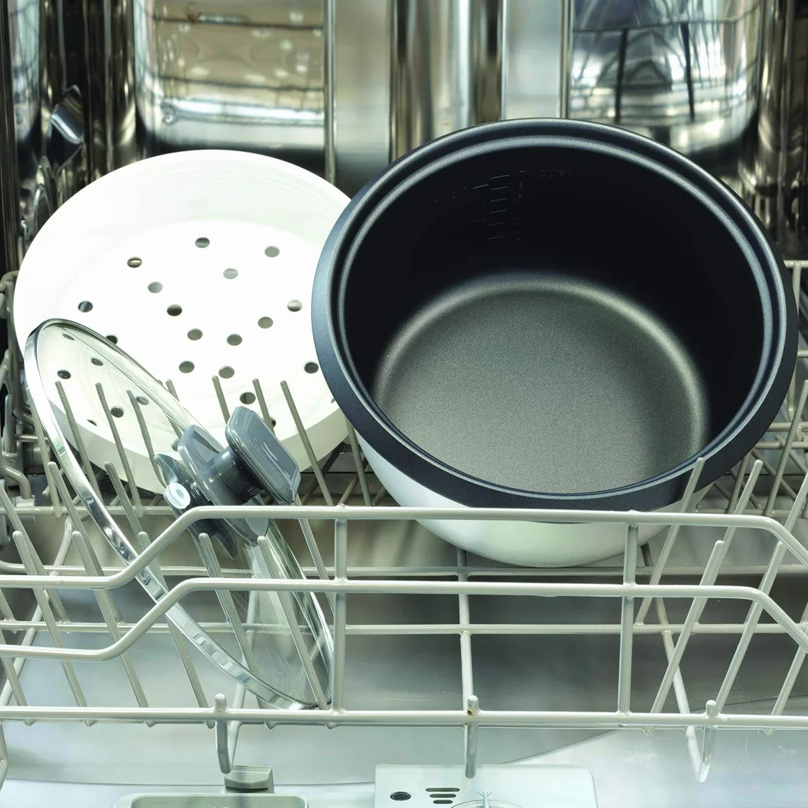 Russell Hobbs szybkowar, ryżowar, pojemność 0,8l, wyjmowany garnek, funkcja podtrzymywania ciepła, pokrywka ze szkła hartowanego, stal nierdzewna, moc 300W, biały, Szybkowar 27030-56