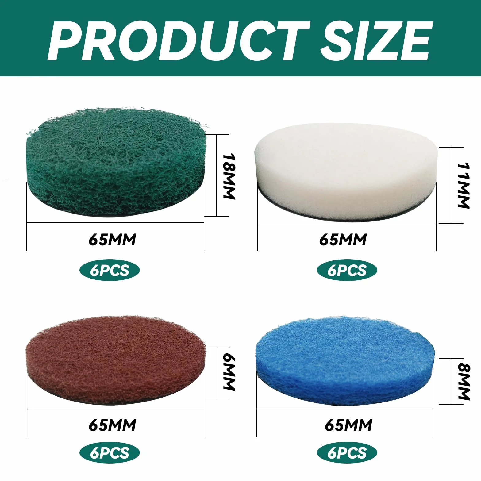 24 sztuki nasadek do uniwersalnych szczotek Bosch Brush Pad z Bosch Home and Garden 6033 6 podkładek z pianki, 6 podkładek kuchennych, 6 podkładek o wysokiej wydajności, 6 podkładek z mikrofibry