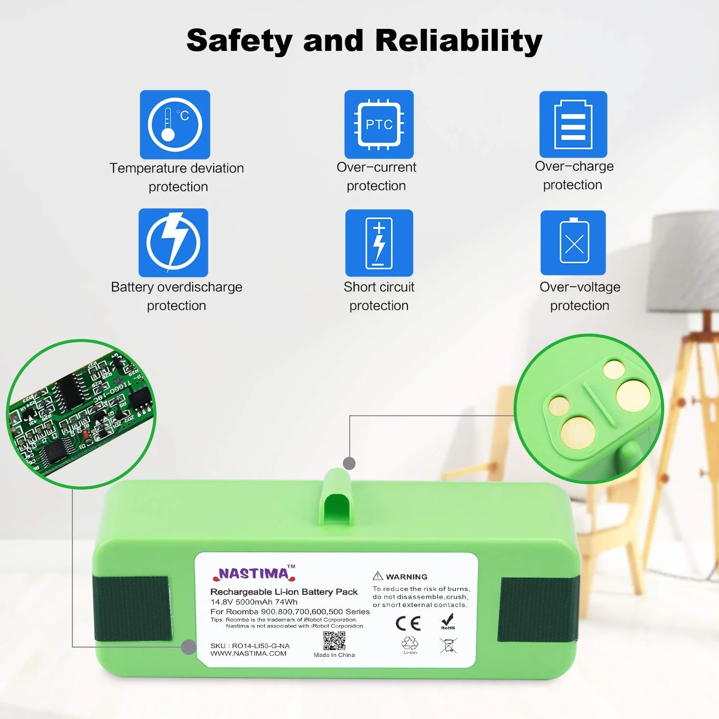 NASTIMA 14,8 V 5000 mAh akumulator litowo-jonowy do Roomba seria 900 800 700 600