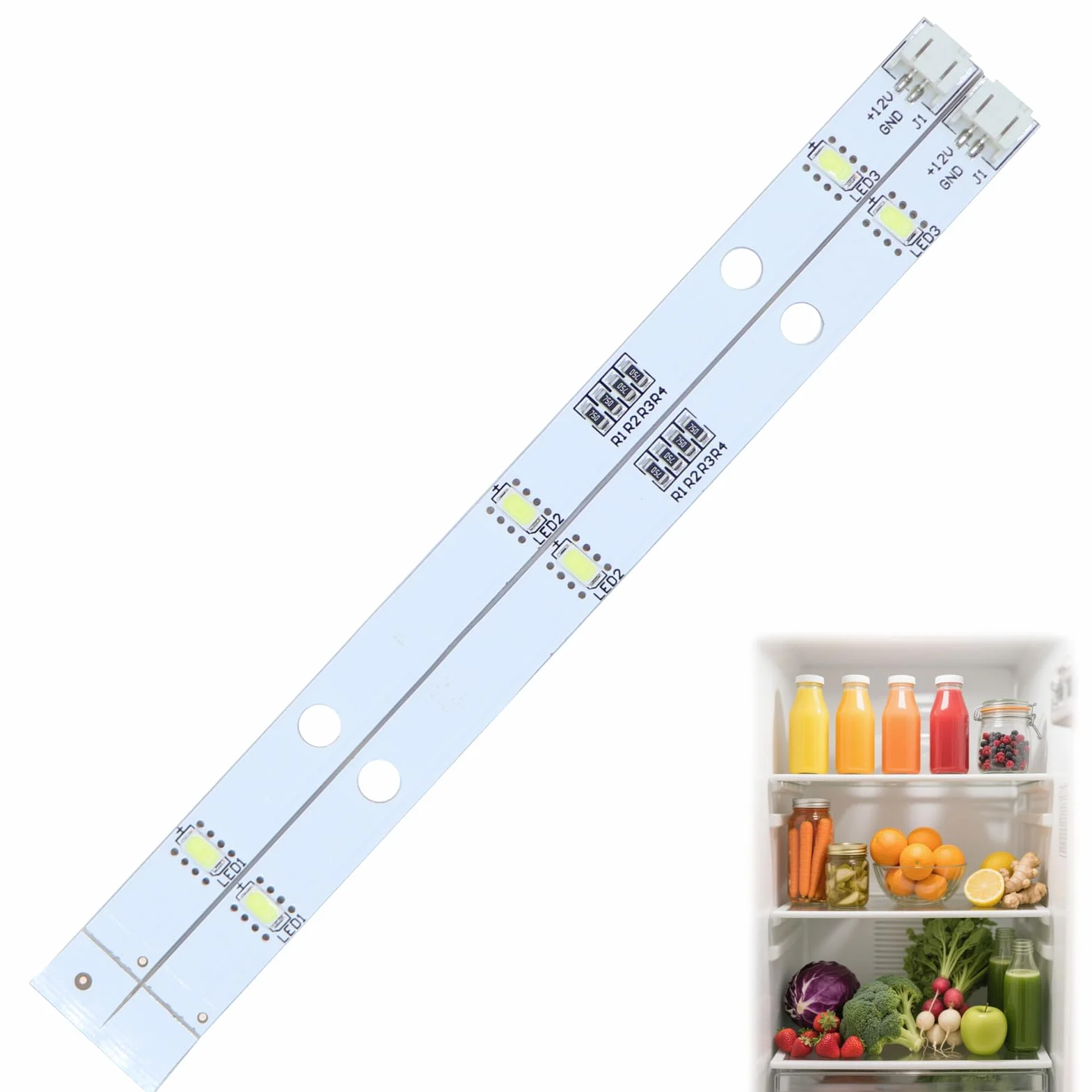 1629348 listwa świetlna LED, 2 sztuki, białe światło, do zamrażarki, kompatybilna z listwą świetlną do lodówek Rongsheng 1629348
