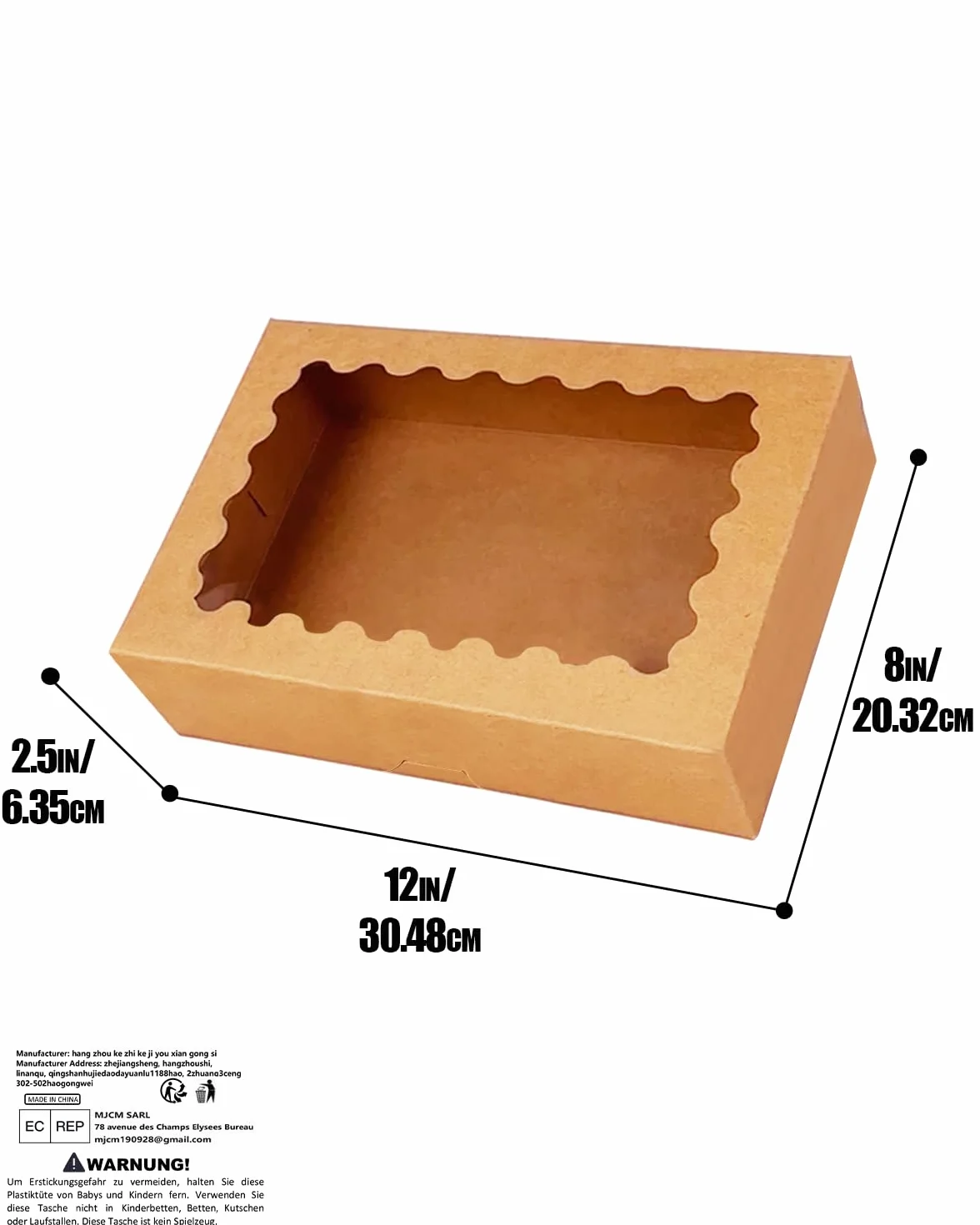 Gcardist Auto-pop Up brązowa puszka na ciastka z okienkiem, 30,48 x 20,32 x 6,35 cm, 6 sztuk, dwa zastosowania, składana na sekundę, do pakowania (30,48 x 20,32 x 6,35 cm)
