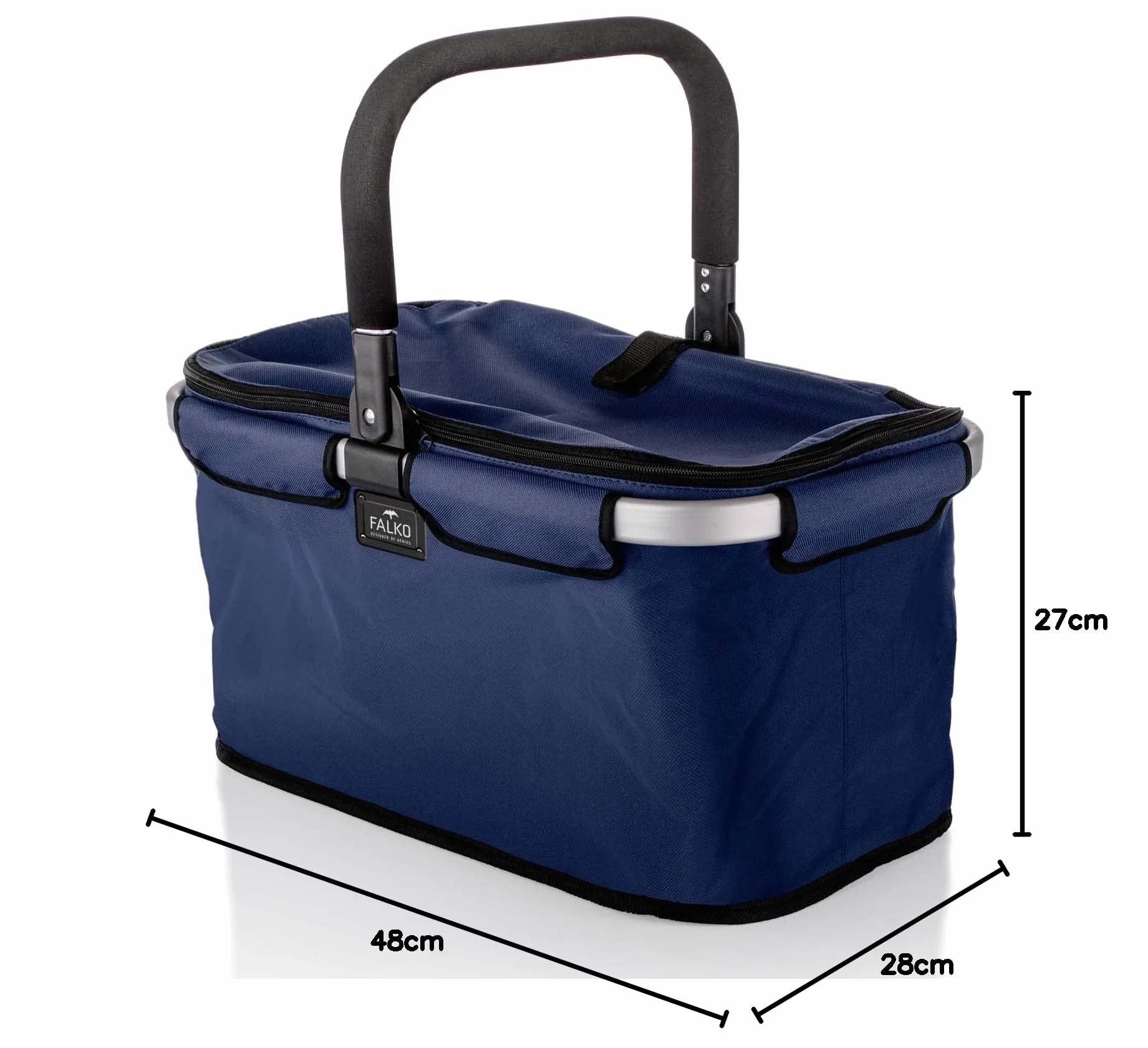 Genius Falko Premium kosz na zakupy niebieski 22 l składany z pokrywką aluminiowym uchwytem