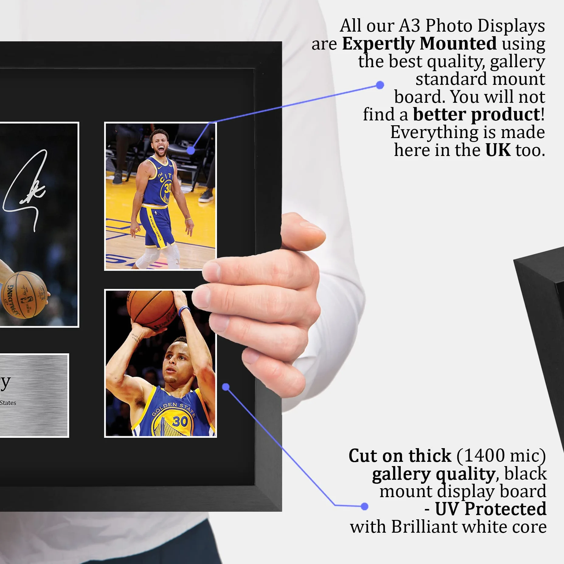 HWC Trading FR A3 Steph Curry Golden State Warriors Prezenty Drukowane Podpisane Prezentacje Autografów Dla Fanów Pamiątek Koszykarskich! - A3 Oprawiony