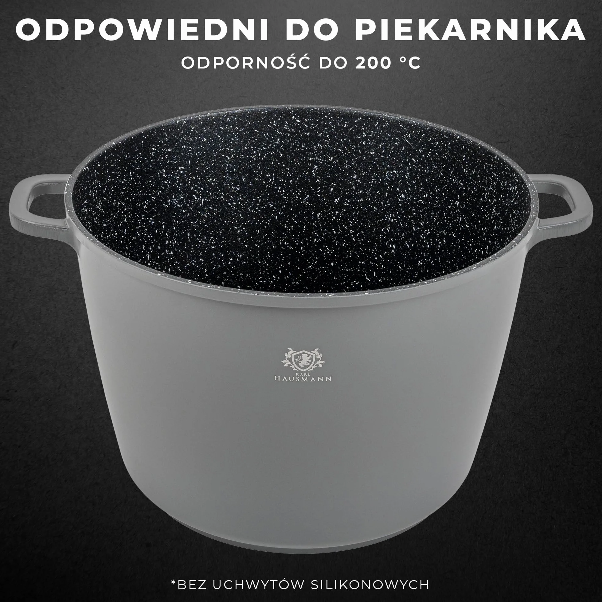 KARL HAUSMANN Garnek Aluminiowy z Powłoką Granitową 10L Ø 28cm ze Szklaną Pokrywką