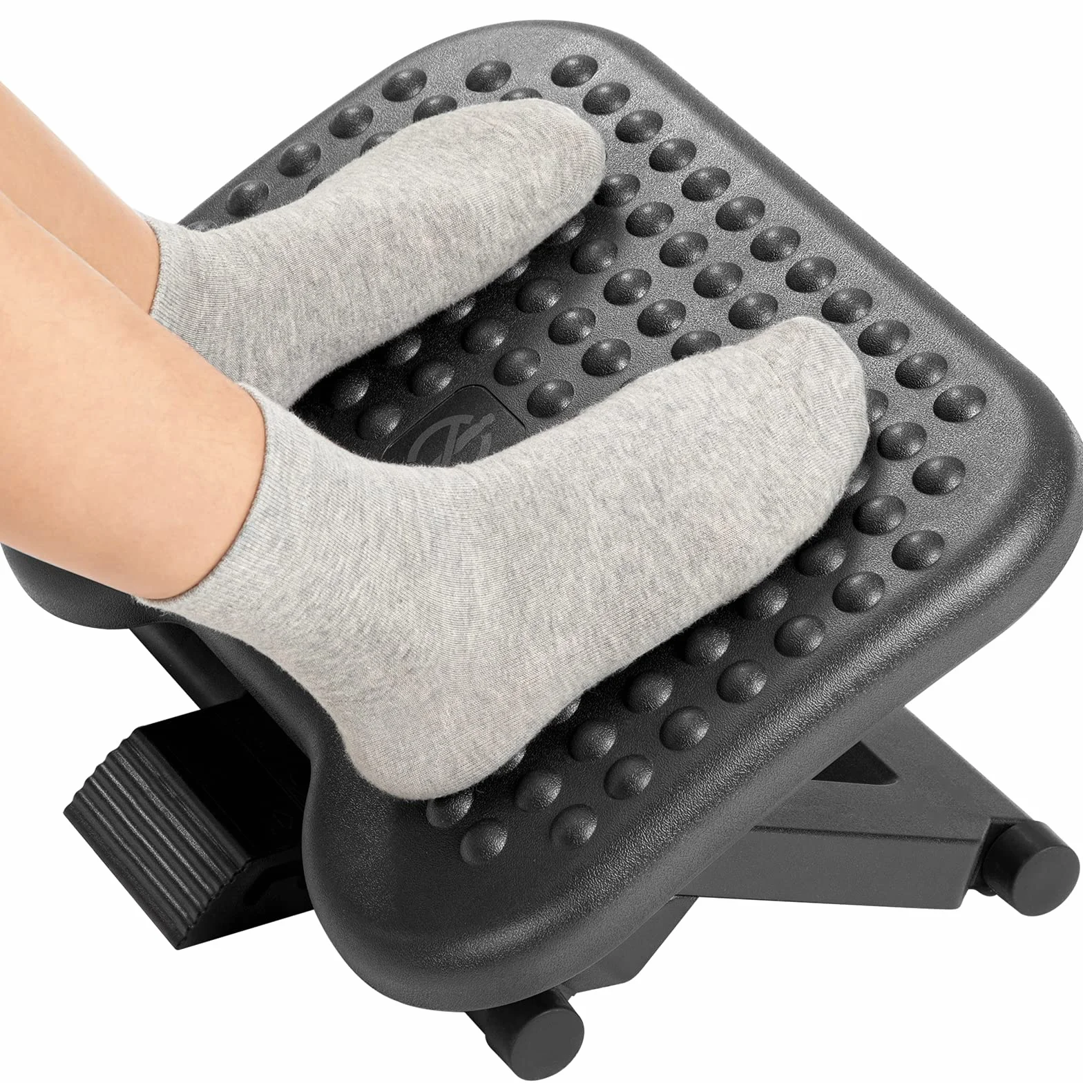 HUANUO Ergonomiczna podnóżek, podnóżek pod biurko z pozycją 3 wysokości - regulacja kąta nachylenia 30 stopni, antypoślizgowa tekstura powierzchni do masażu poprawia komfort w domu, biurze