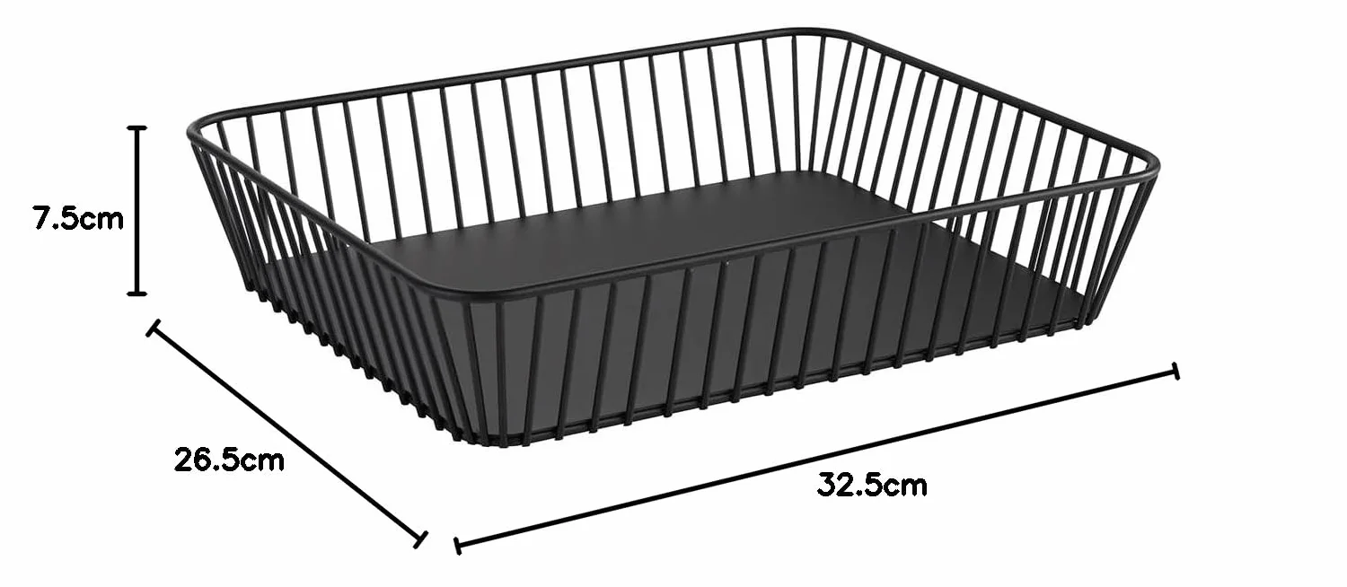 APS 30415 URBAN GN 1/2 czarny metalowy kosz z antypoślizgowymi nóżkami, 32,5 x 26,5 x 7,5 cm