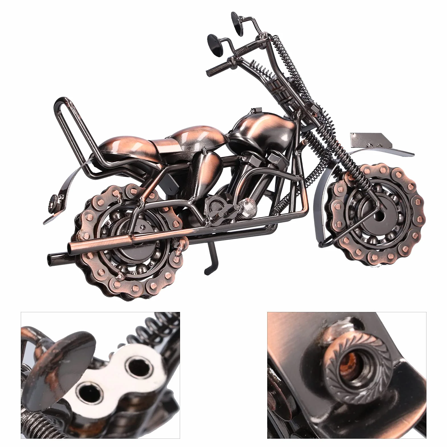 Figurka motocykla żelazny model retro brąz miniaturowy kolekcjonerski dekoracja domu