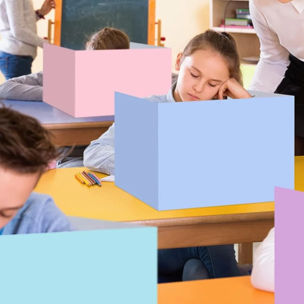 10 sztuk ścianek działowych na biurko, przenośna ścianka działowa na biurko dla uczniów, 5 kolorów, przenośna ochrona przed wzrokiem, biurko 30 x 40 cm, ścianka działowa w kształcie litery U,