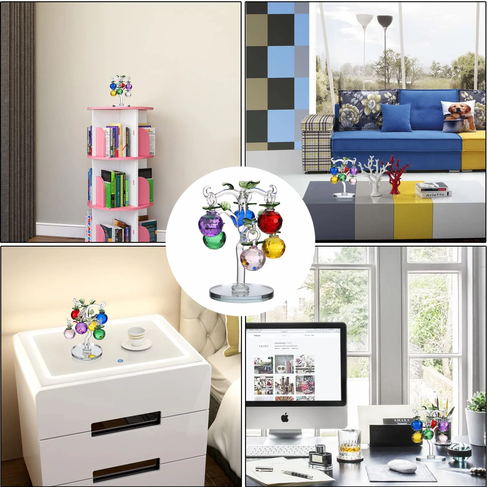BTSKY Kryształowa Jabłoń Figurka Ozdoba Stołu Feng Shui